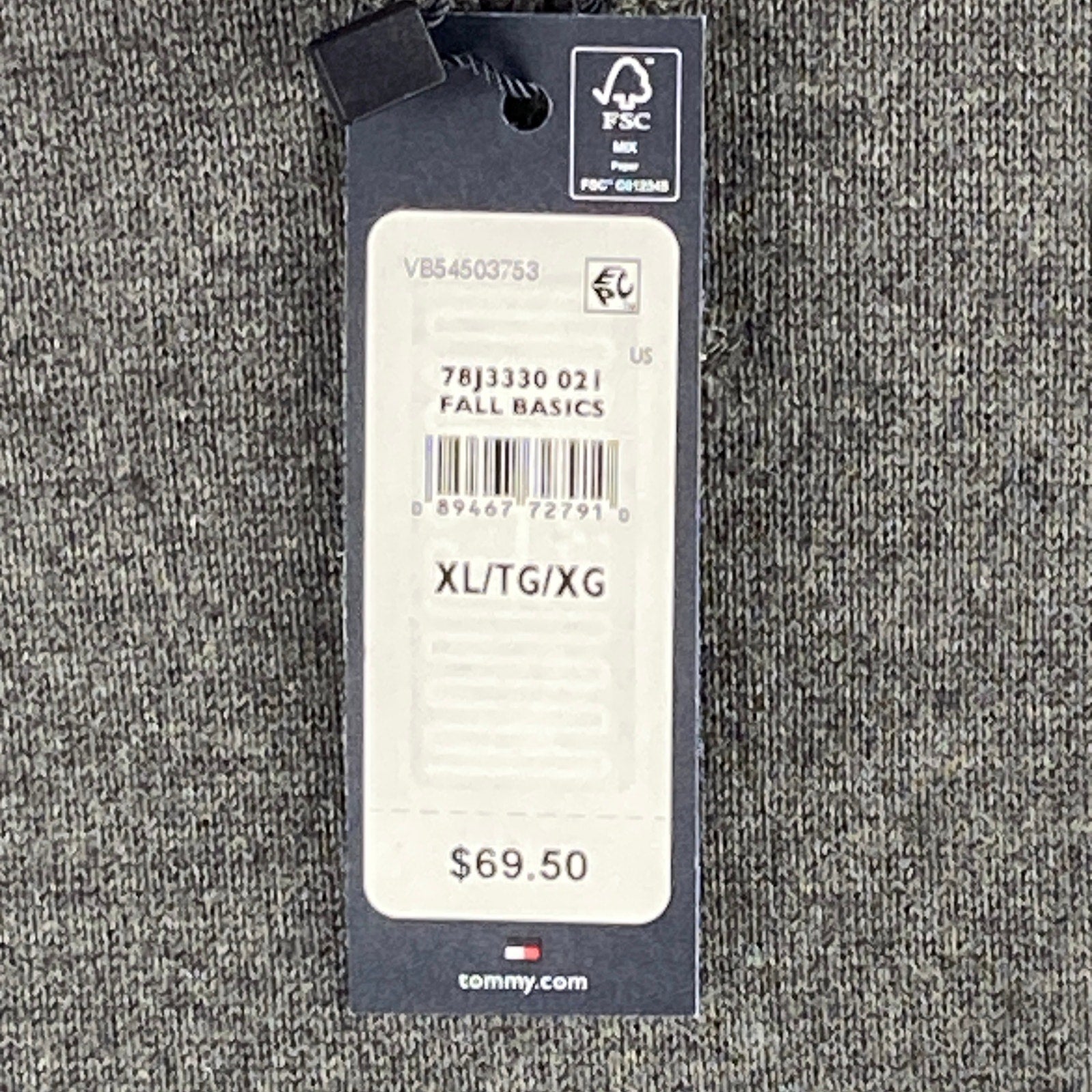 Tommy Hilfiger Sweater Men's XL Crew Neck Premium Cotton Long Sleeve