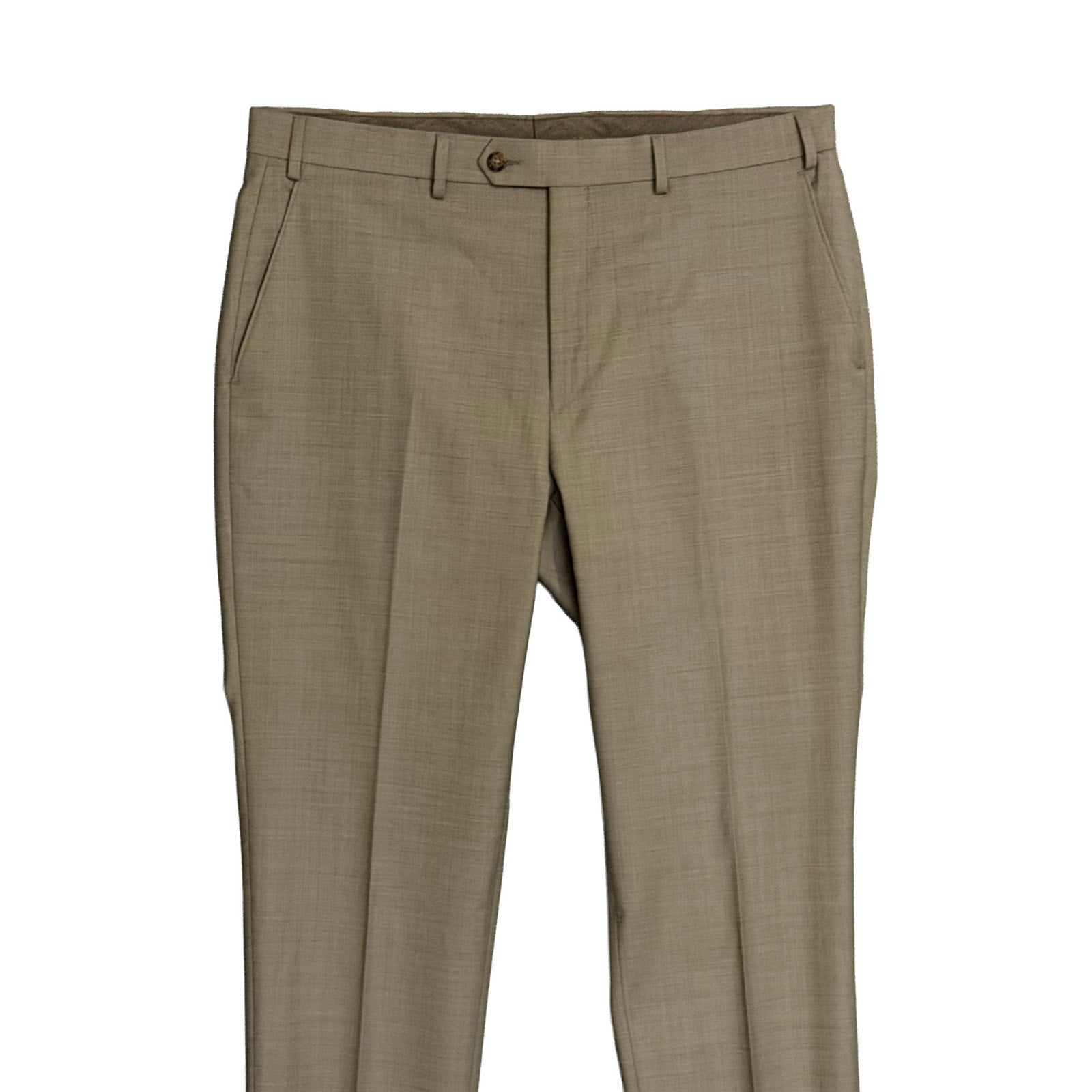 Hickey Freeman Suit Pant Men's 36W Suit Pant Flat Front Stretch Wool Tan