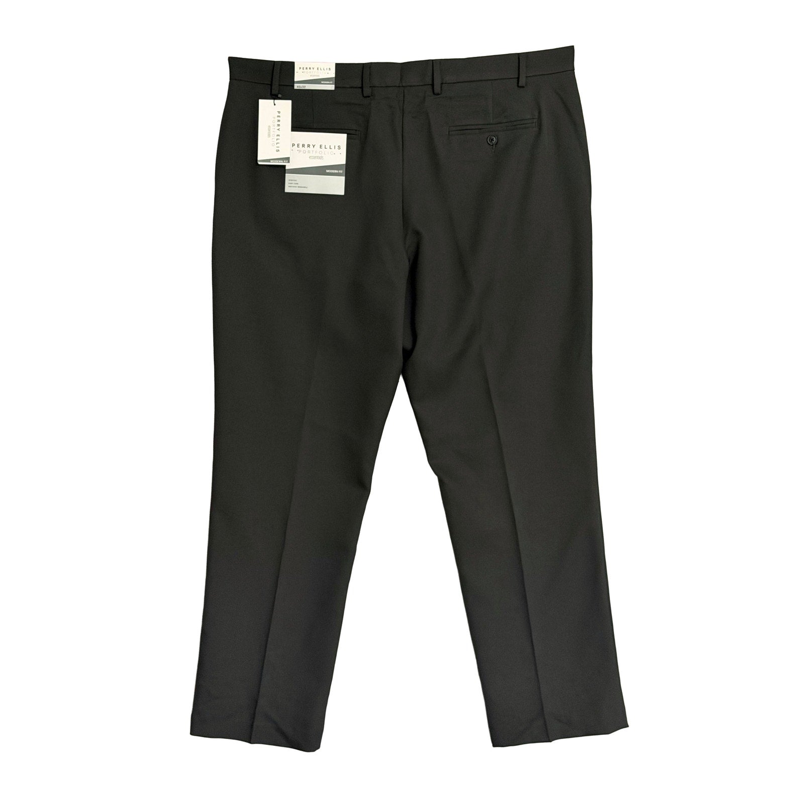 Perry Ellis Portfolio Pants Men's 40"x32" Dress Pants Modern Fit Charcoal