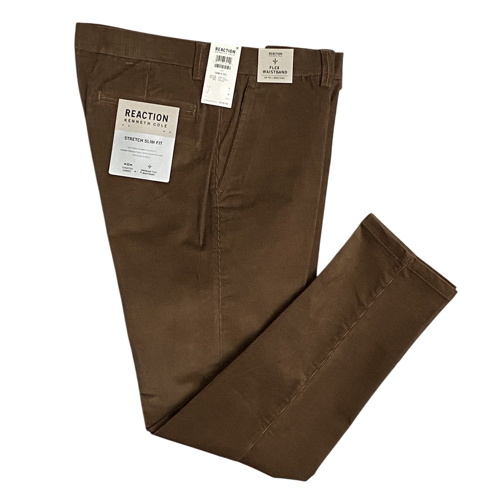 Kenneth Cole Reaction Pants Men's 34x32 Pant Slim Fit Stretch Corduroy Camel