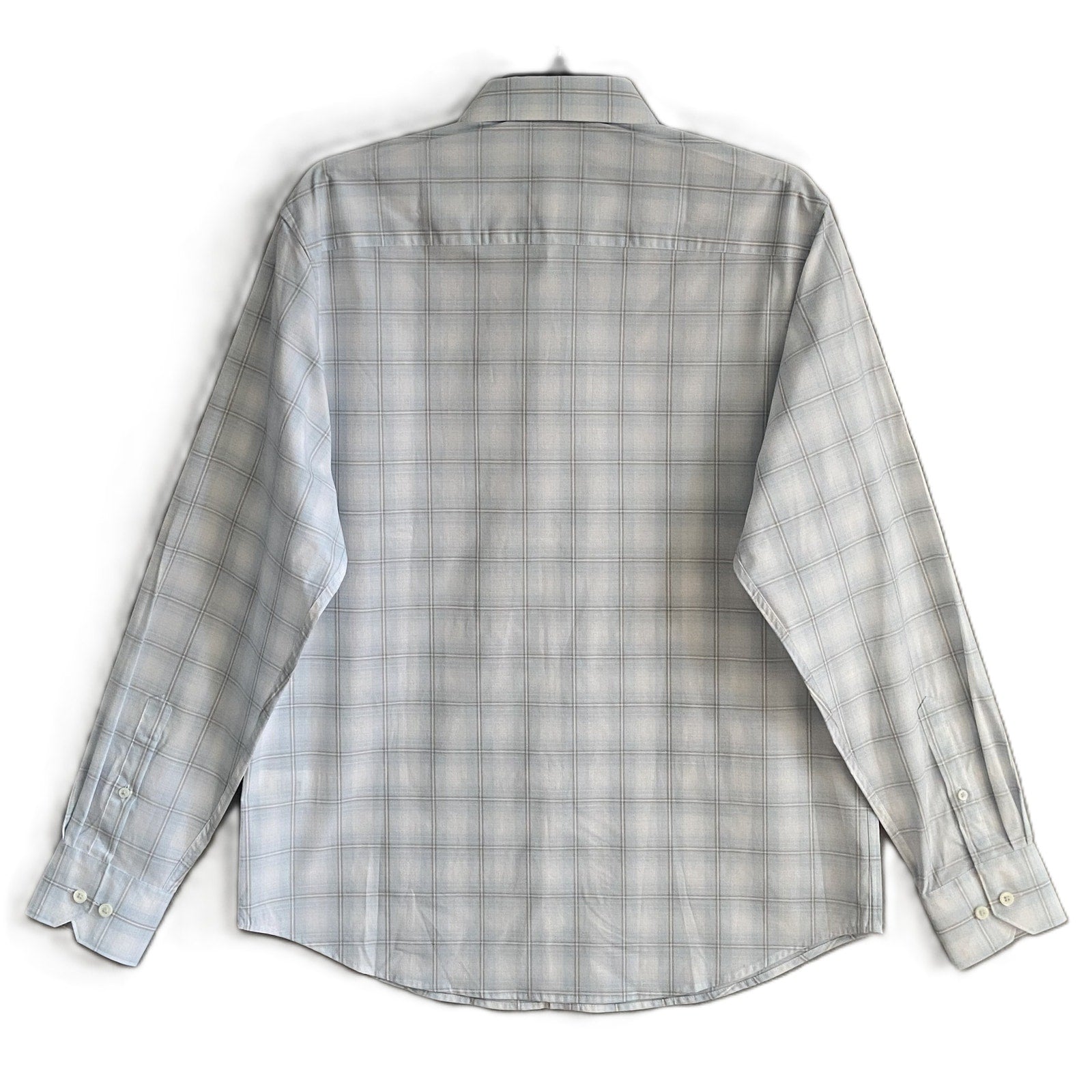 Bugatchi Dress Shirt Men's Small Long Sleeve Button-Up Blue Gray Window Pane