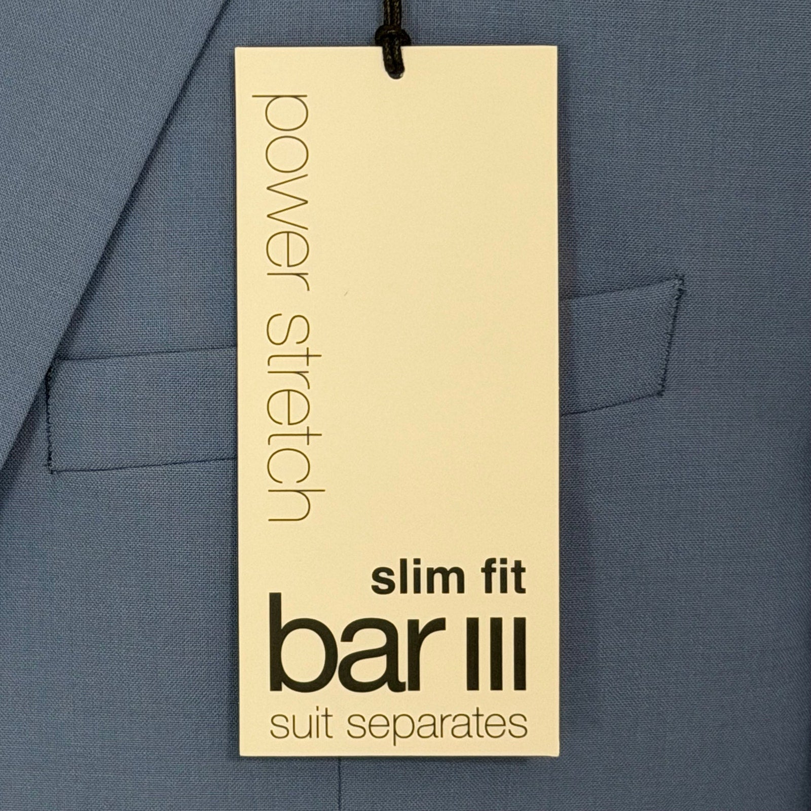 Bar III Suit Jacket Men's 44 Regular Slim Fit Wool Blend Stretch Light Blue
