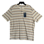 Tommy Bahama Henley Men's Medium Short Sleeve "Soleil Stripe Henley" Coconut