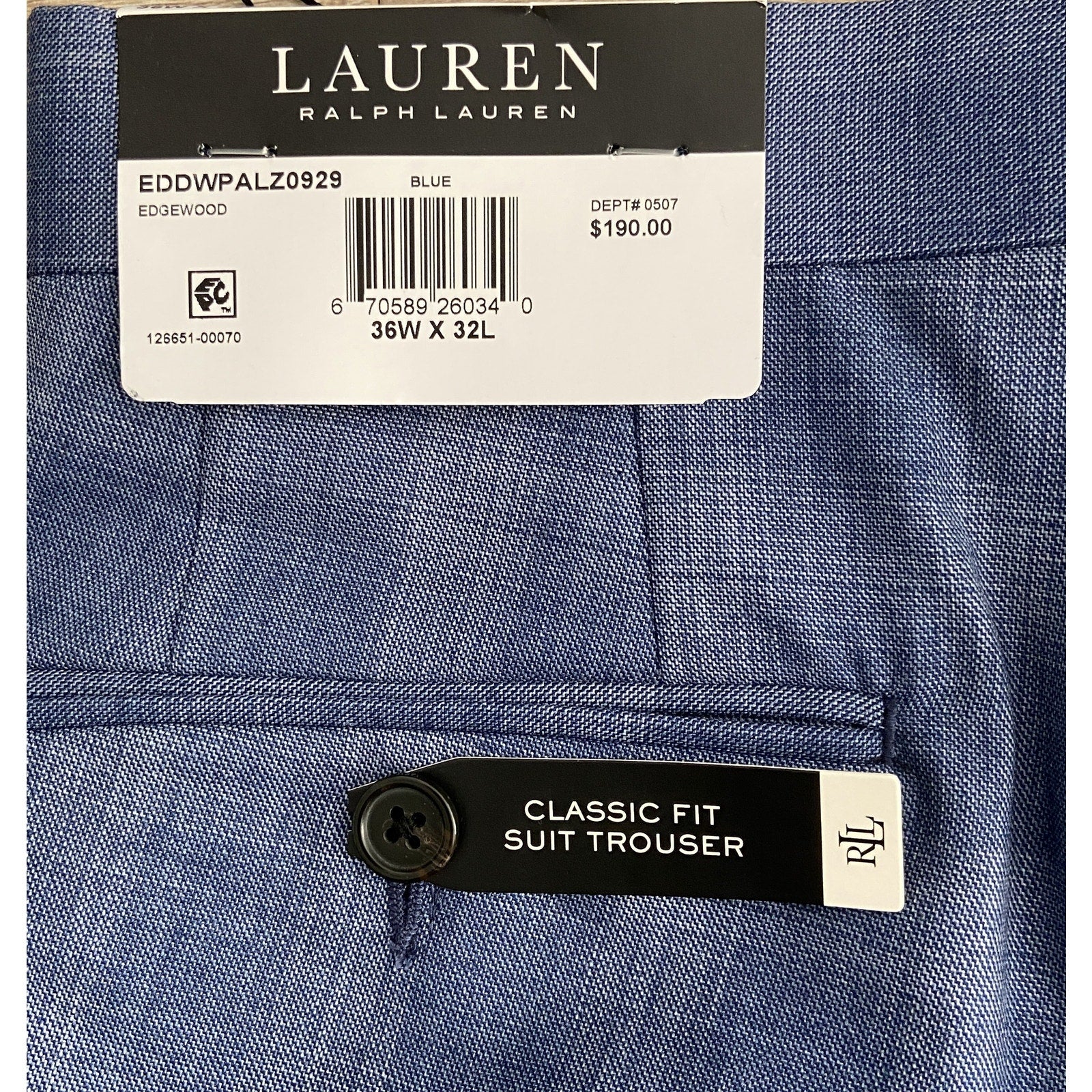 Ralph Lauren Dress Pant Men's 36x32 Ultraflex Trouser Classic Fit Blue –  Prime Buy Direct