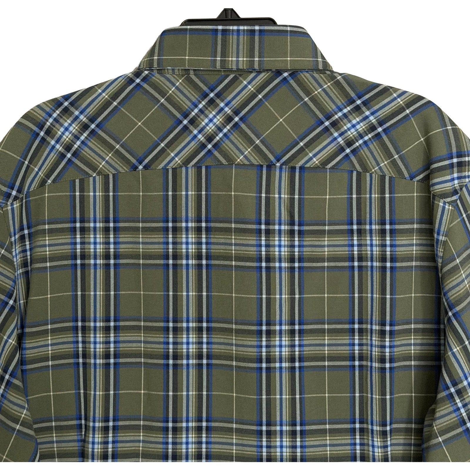 Mizzen+Main Men's XL Trim Fit City Flannel Twill Shirt Olive Thomas Plaid