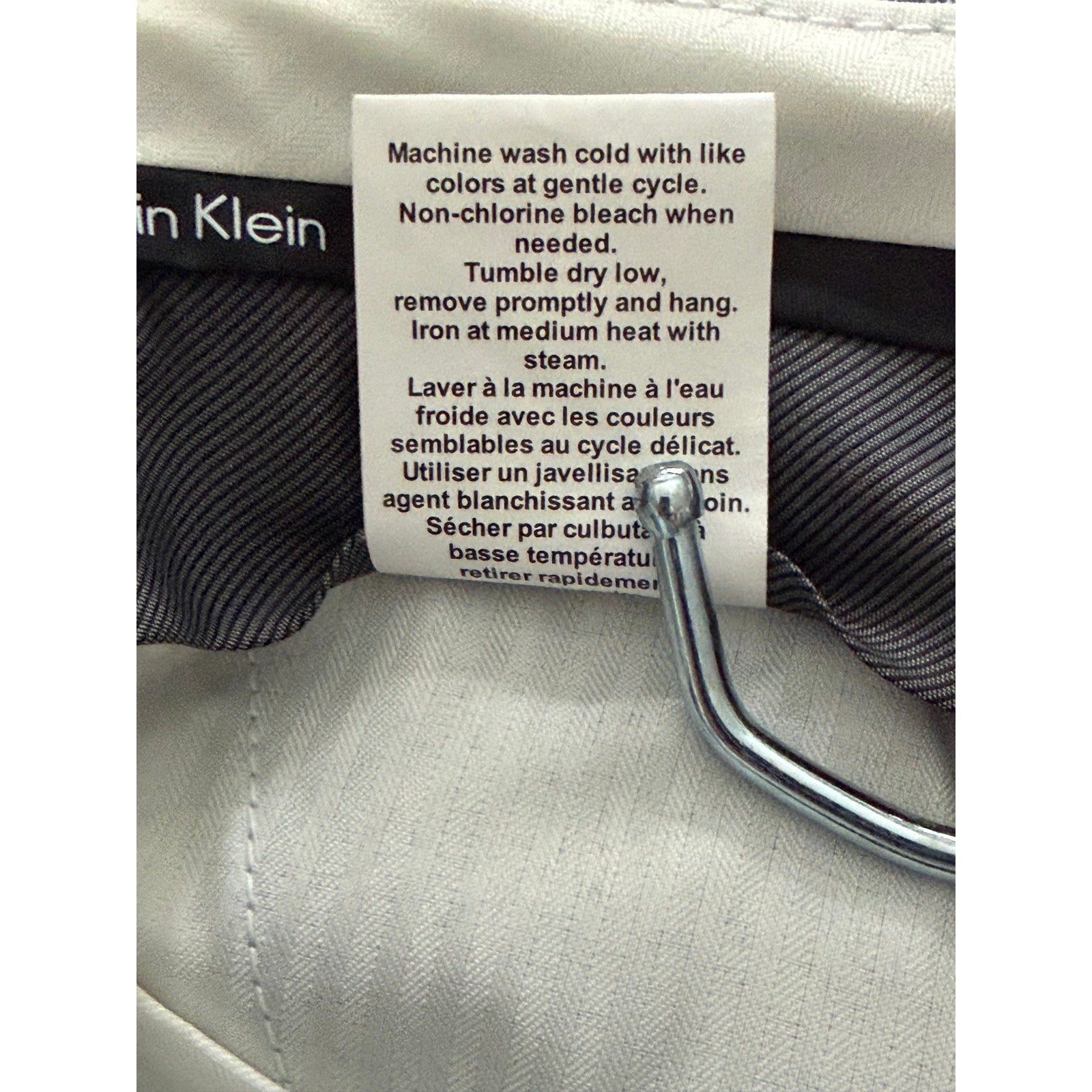 Calvin Klein Dress Pant Men's 34"x30" Slim Fit Flat Front Stretch Blue Plaid