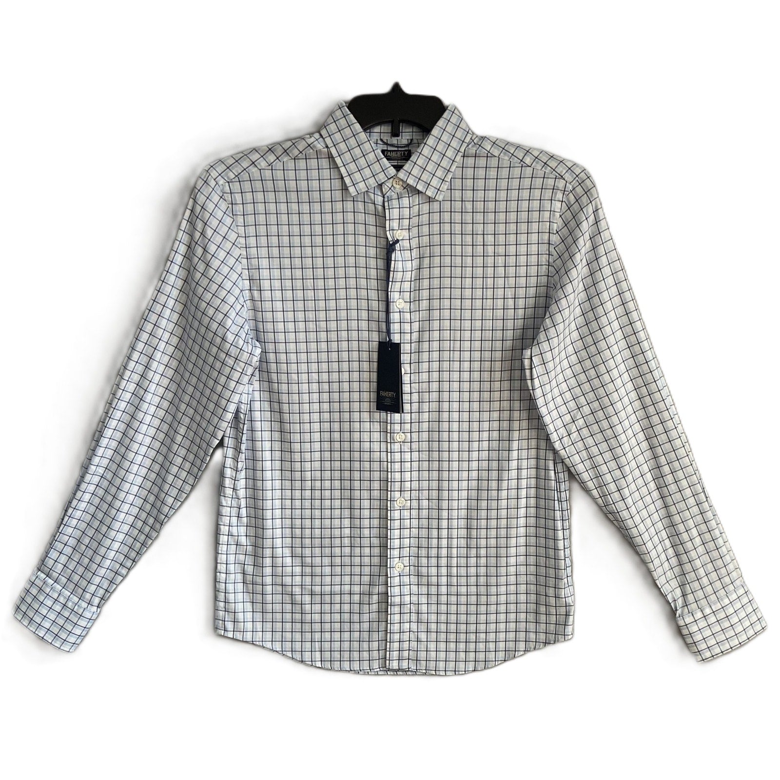 Faherty Shirt Men's Small The Movement Shirt Blue White Check Supima Cotton