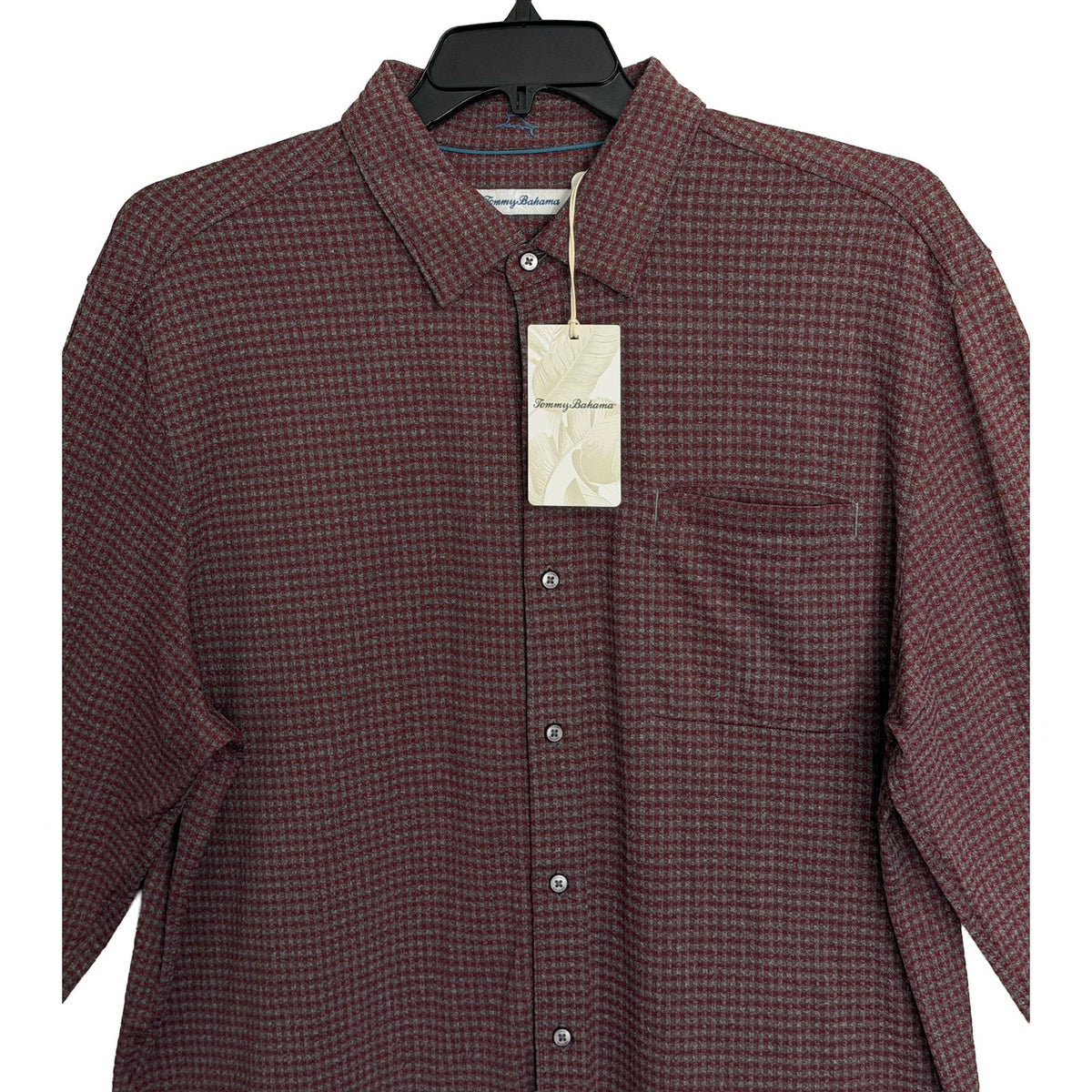 Tommy Bahama Shirt Men's XXL "San Sebastian Check" Shirt Pinot Noir