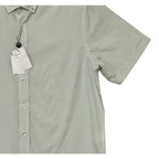 Quieti Casual Shirt Men's Large Short Sleeve Button-Down Cotton Green Check