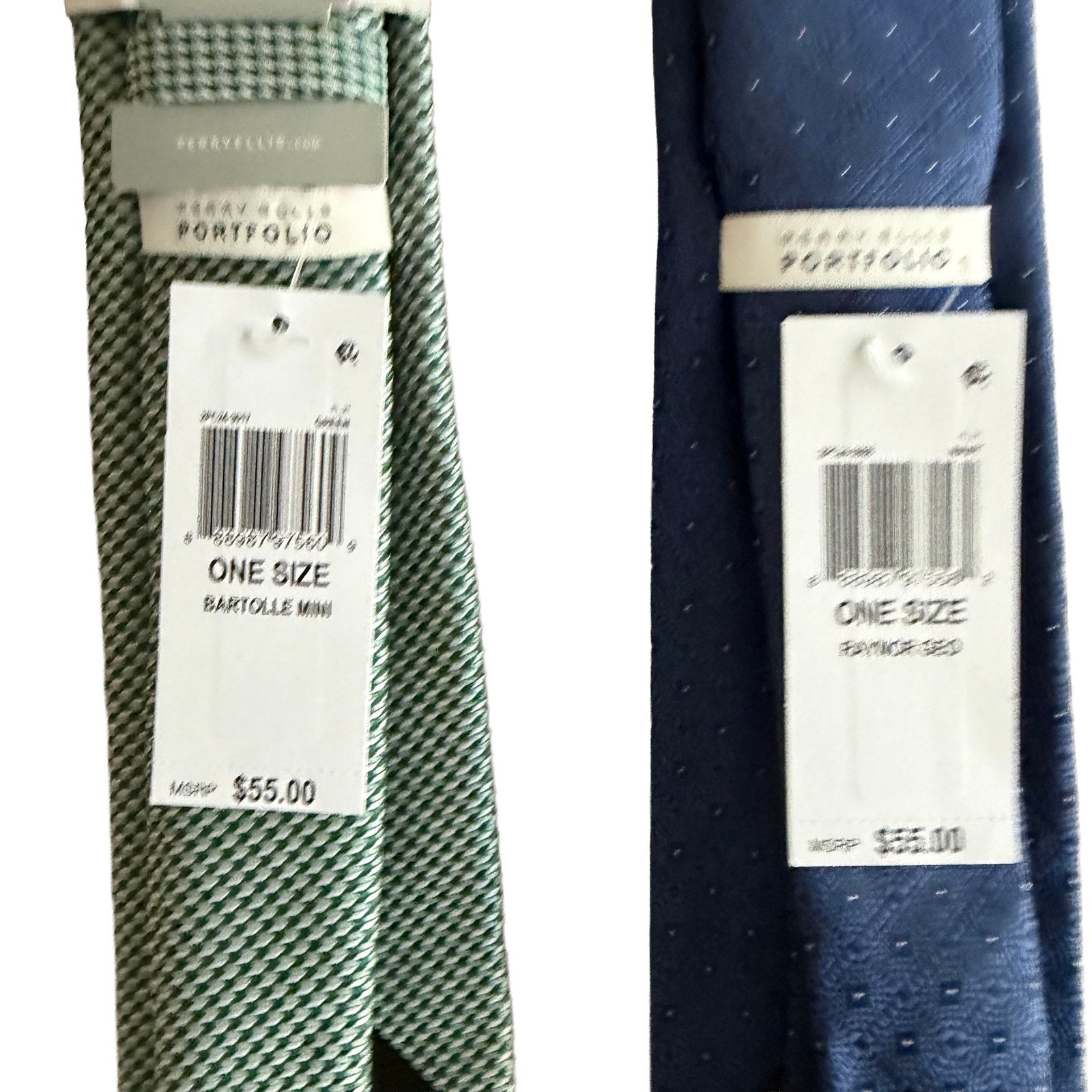 Perry Ellis Portfolio Ties Lot of 2 Men's Green Bartolle Mini & Navy Raynor Geo