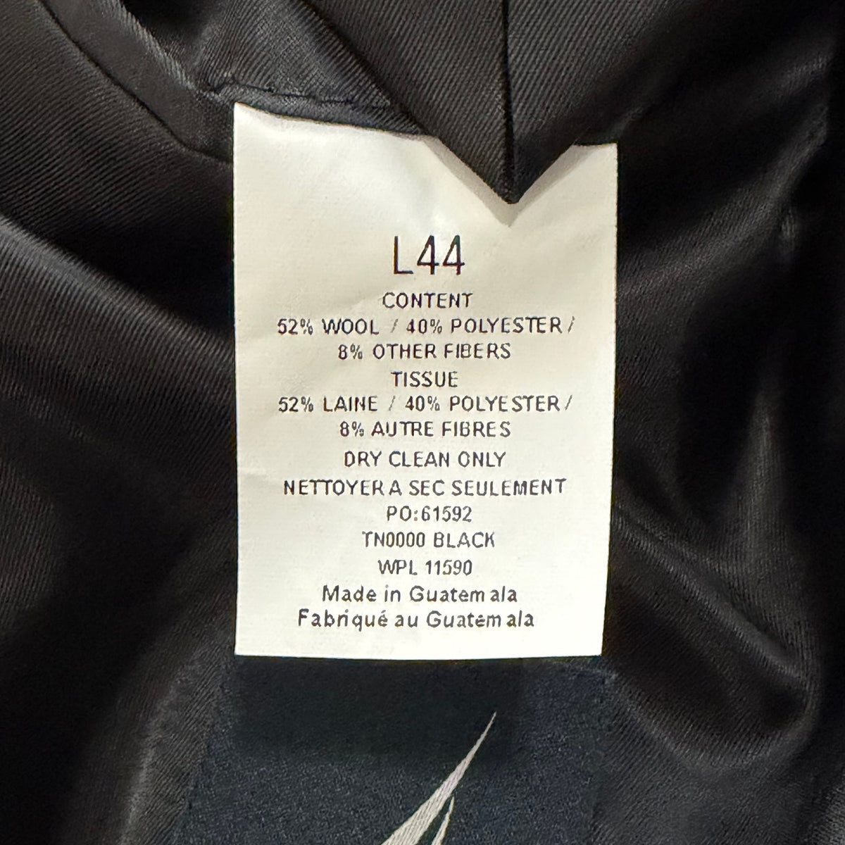 Nautica Overcoat Men's 44 Long Double-Breasted Wool Blend Lined Solid Black