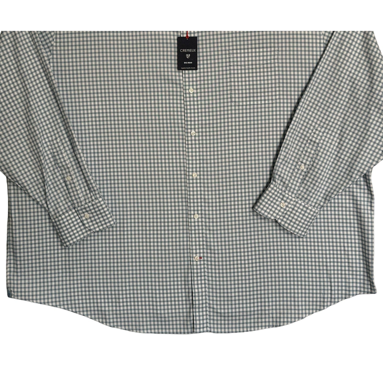 Daniel Cremieux Oxford Shirt Men's 4XB Big & Tall Button-Down Stretch Stone Blue Gingham