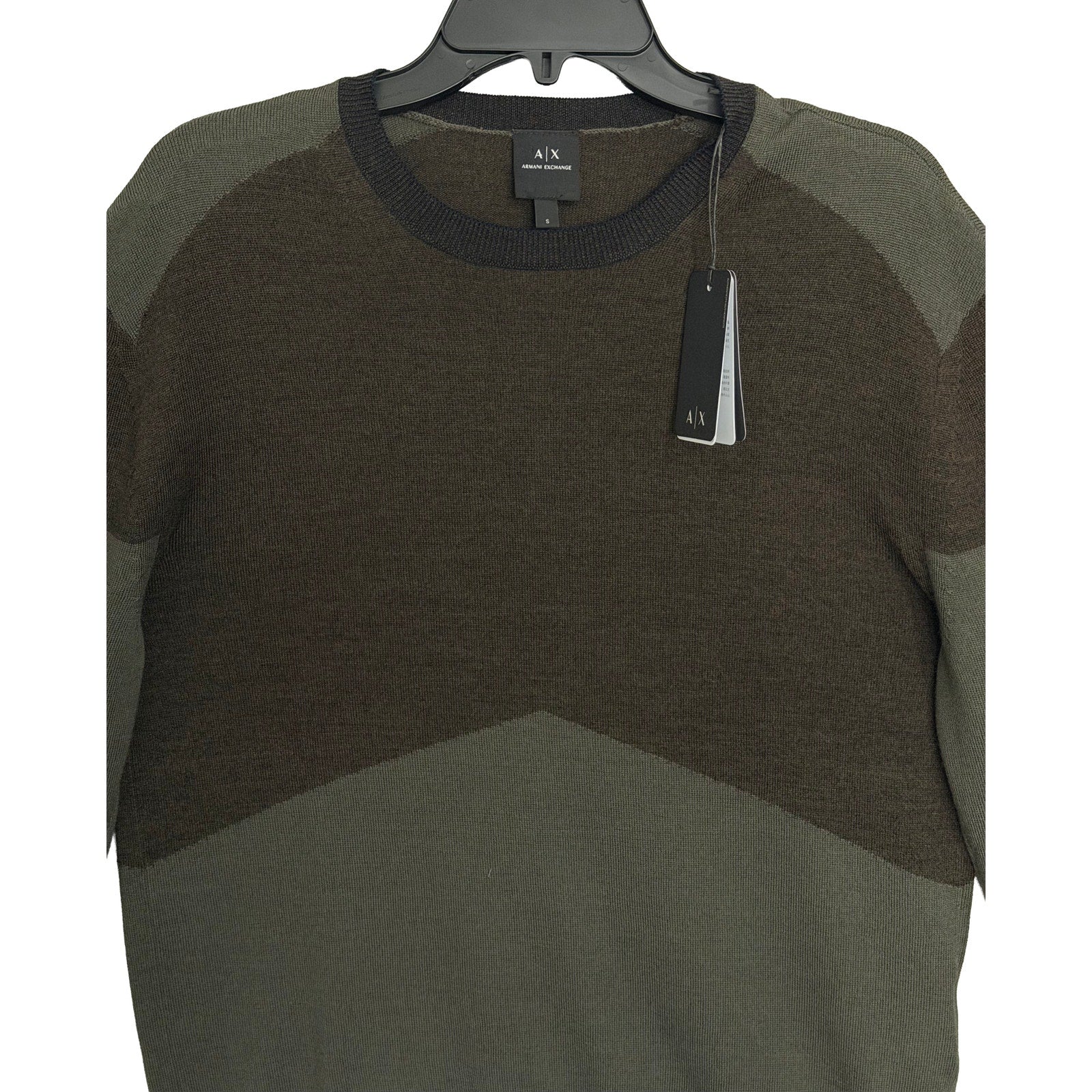 Armani Exchange Sweater Men's Small Crew Neck Lightweight Wool Color-Block