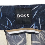 Boss Karlos Shorts Men's 38R Regular Fit Dark Blue Vine Print Stretch