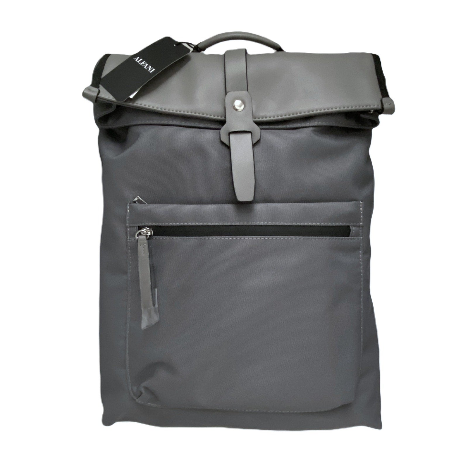 Alfani Men's Rolltop Backpack Strap Closure Adjustable Backstrap Grey NEW