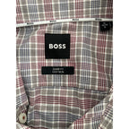 Boss Dress Shirt Men's Small 15-32/33 Sharp Fit Stretch Red & Black Plaid