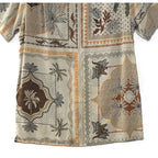 Murano Camp Shirt Men's XLT Big & Tall Bandana Print Linen Blend Egg Shell