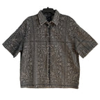 Armani Exchange Shirt Men's Large Regular Fit Short Sleeve Charcoal Paisley