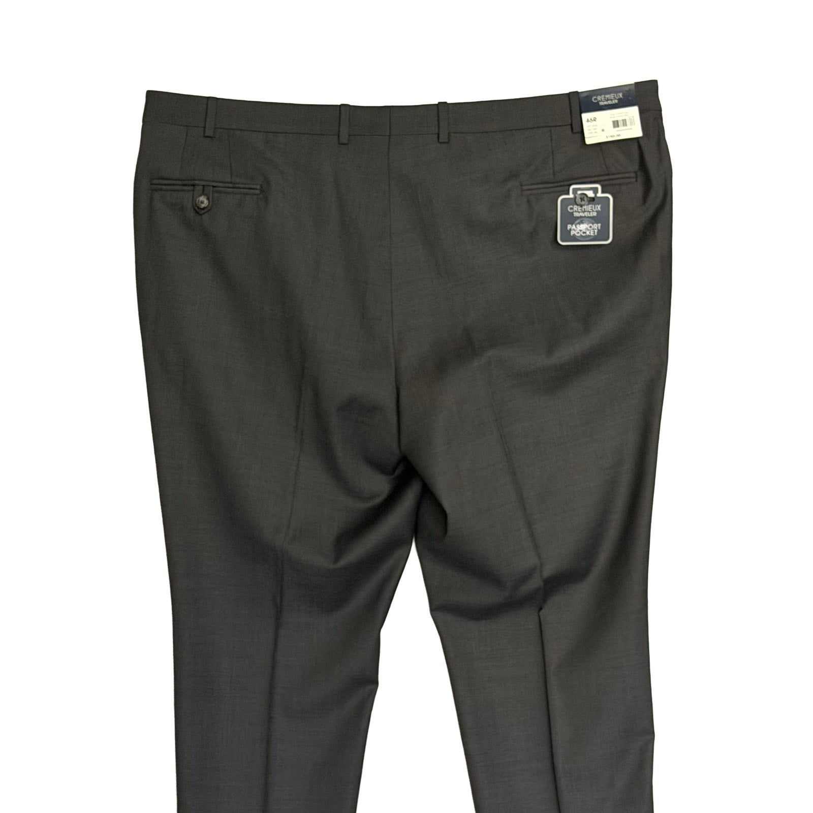 Daniel Cremieux Dress Pant Men's 46R Traveler Raw Hem Comfort Waist Charcoal