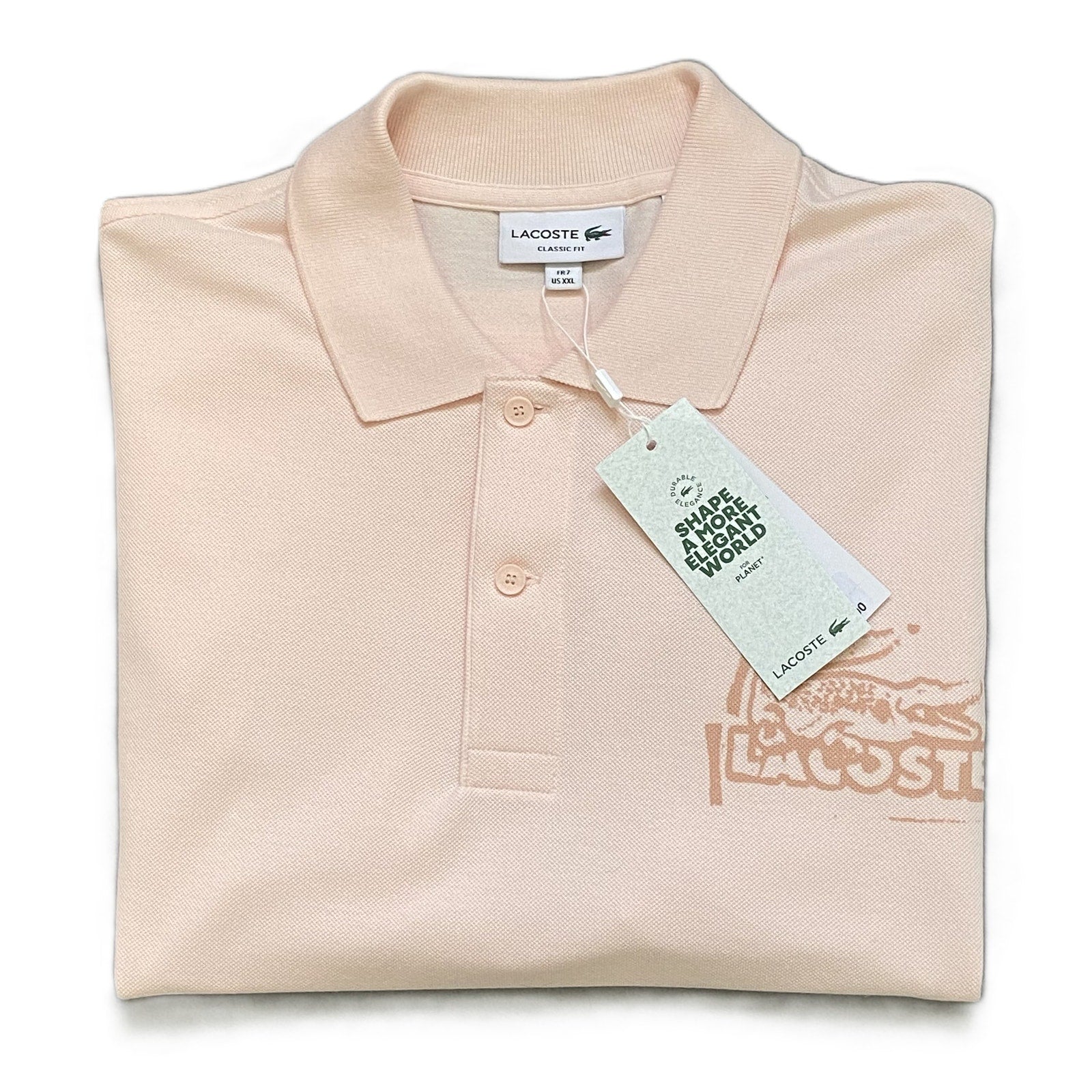 Lacoste Polo Shirt Men's XXL Classic Fit Short Sleeve Cotton Pink