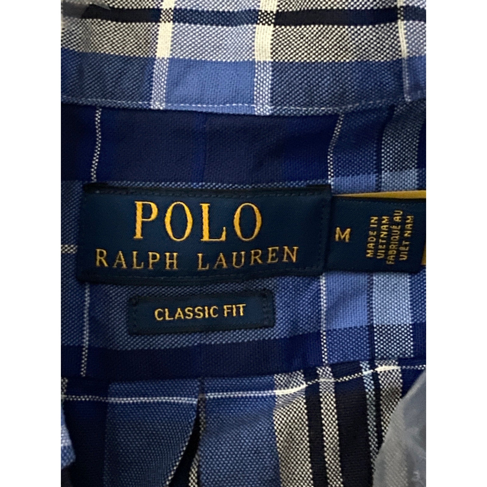 Polo Ralph Lauren Shirt Men's Medium Classic Fit Button-Down Blue Plaid