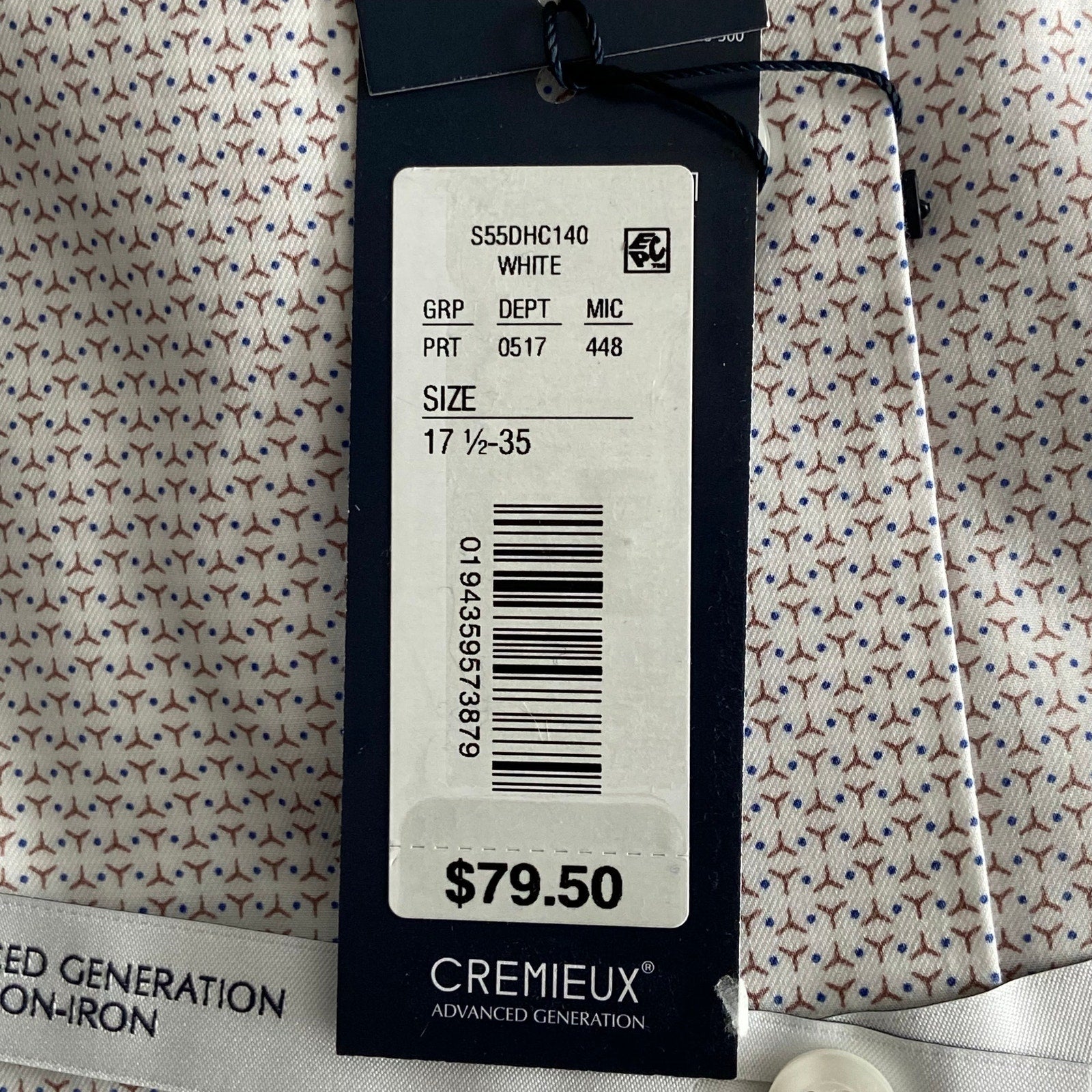 Daniel Cremieux Dress Shirt Men's 17.5-35 Classic Fit Supima Cotton White