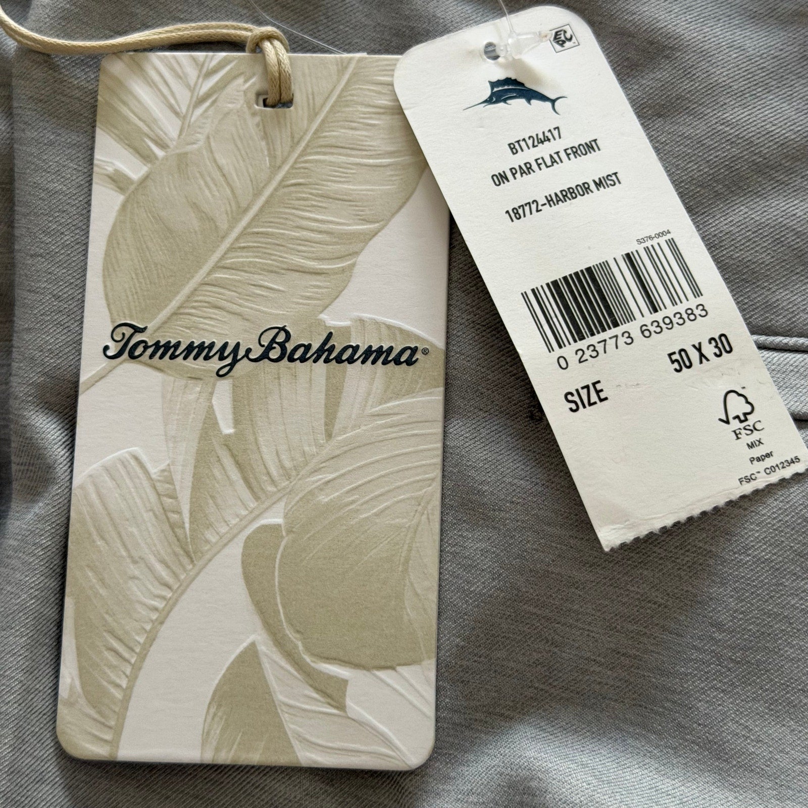Tommy Bahama Men's 50"x30" Pants "On Par" Flat Front" Harbor Mist