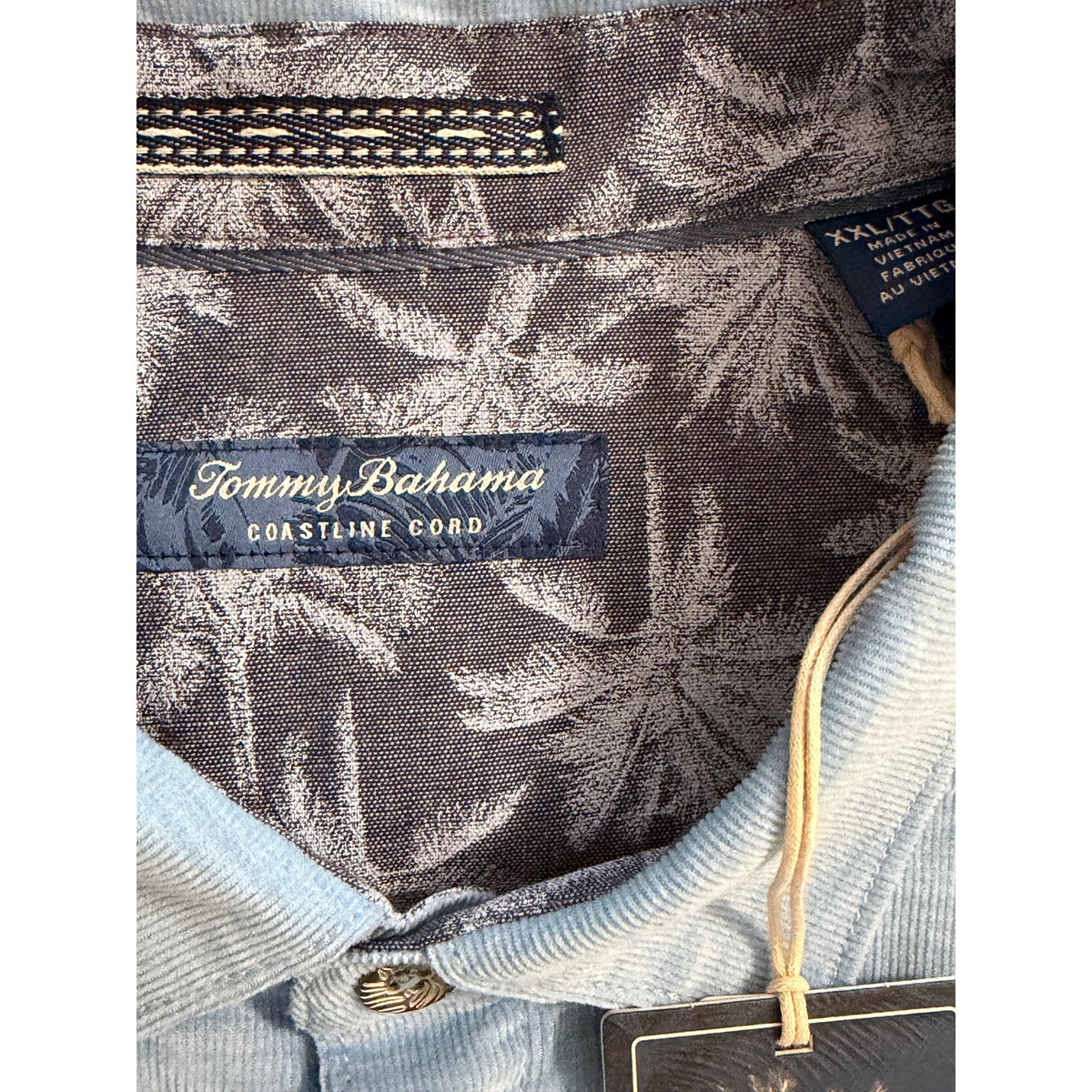 Tommy Bahama Casual Shirt Men's XXL Coastline Cord Heather Bay Raincloud