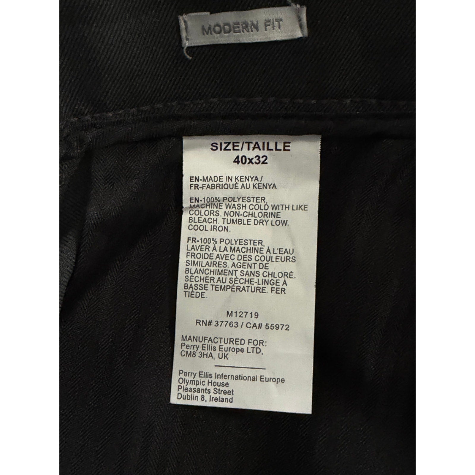 Perry Ellis Portfolio Pants Men's 40"x32" Dress Pants Modern Fit Charcoal
