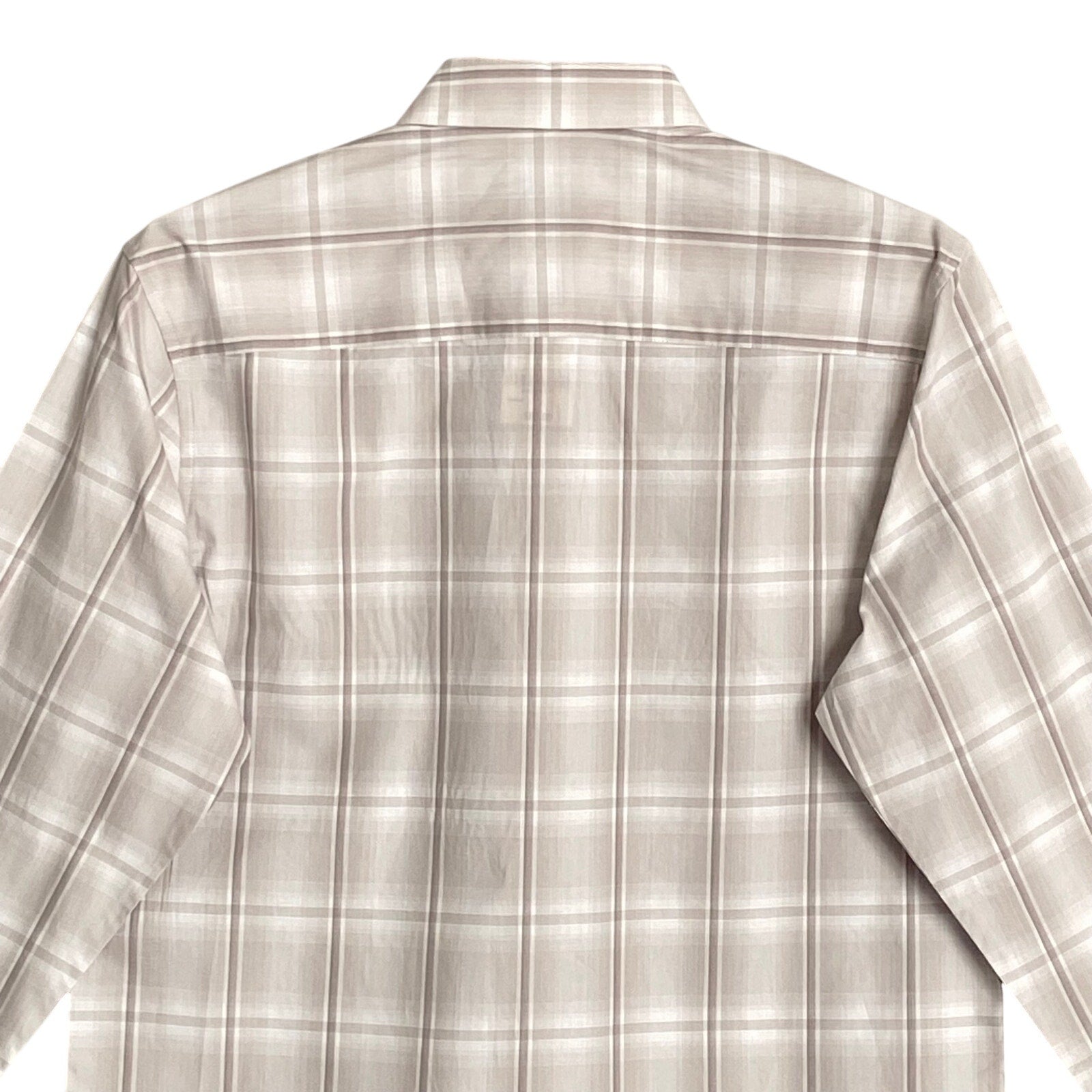 Alfani Dress Shirt Men's Small Button-Up Light Brown Window Pane Cotton