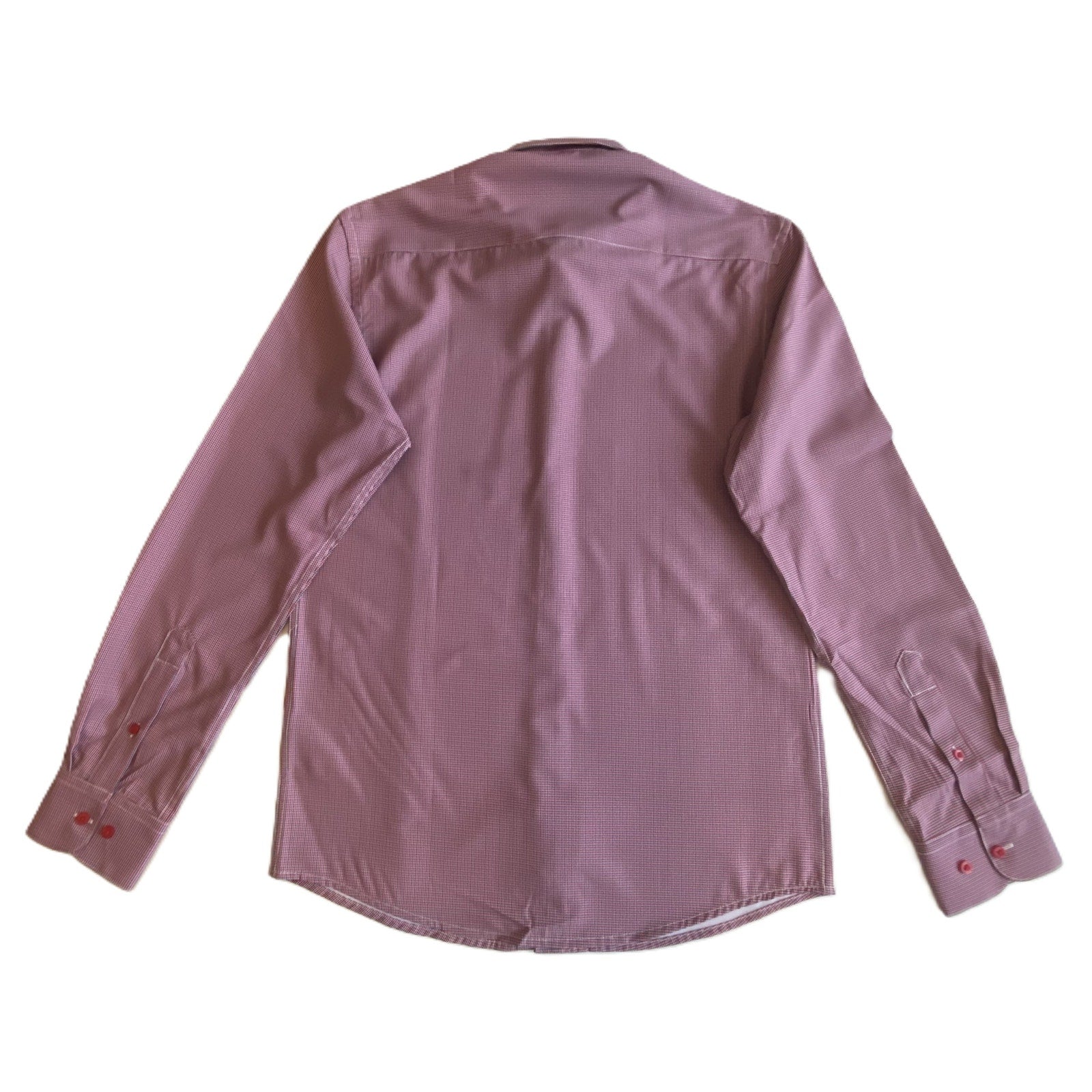 Nautica Dress Shirt Men's 14-14.5 32/33 Performance Slim Fit Red/Navy Check