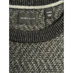 Perry Ellis Sweater Men's LT Big & Tall Yarn Herringbone Crew Neck Black