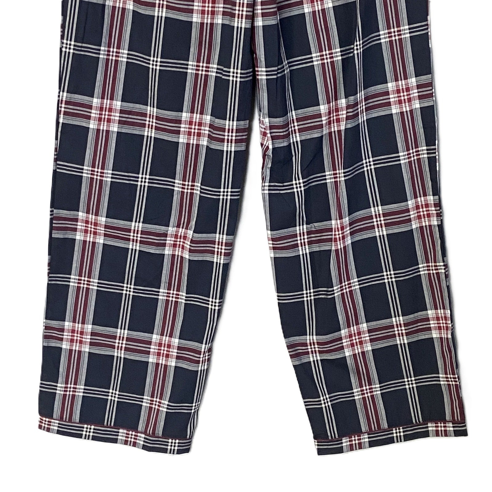Ted Baker Sleep Pant Men's Small Woven Cotton Drawstring Pockets Black Plaid