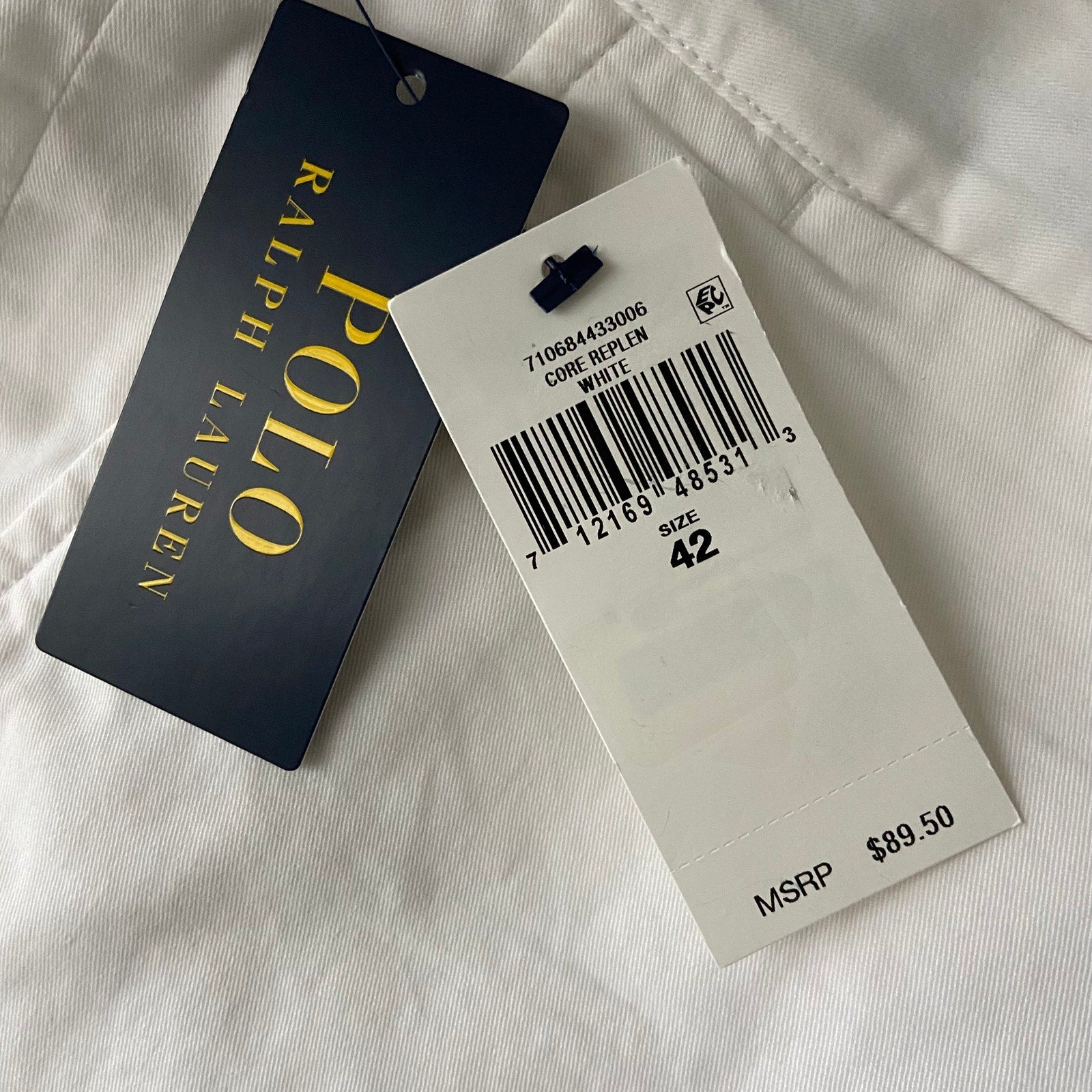 Polo Ralph Lauren Shorts Men's 42W Chino Cotton Twill Classic Fit White