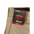 Roundtree & Yorke Pants Men's 28"x30" TravelSmart Slim Fit Stretch Taupe