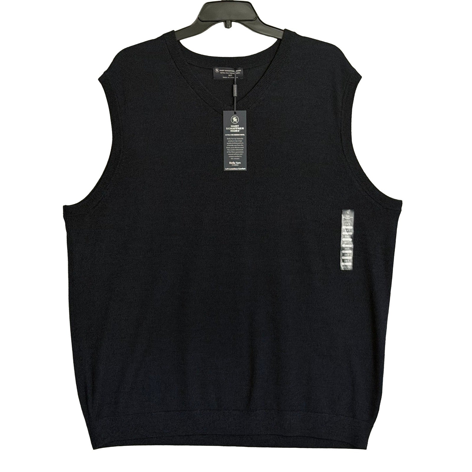 Hart Schaffner Marx Sweater Vest Men's 3XT Big & Tall Wool Navy Heather
