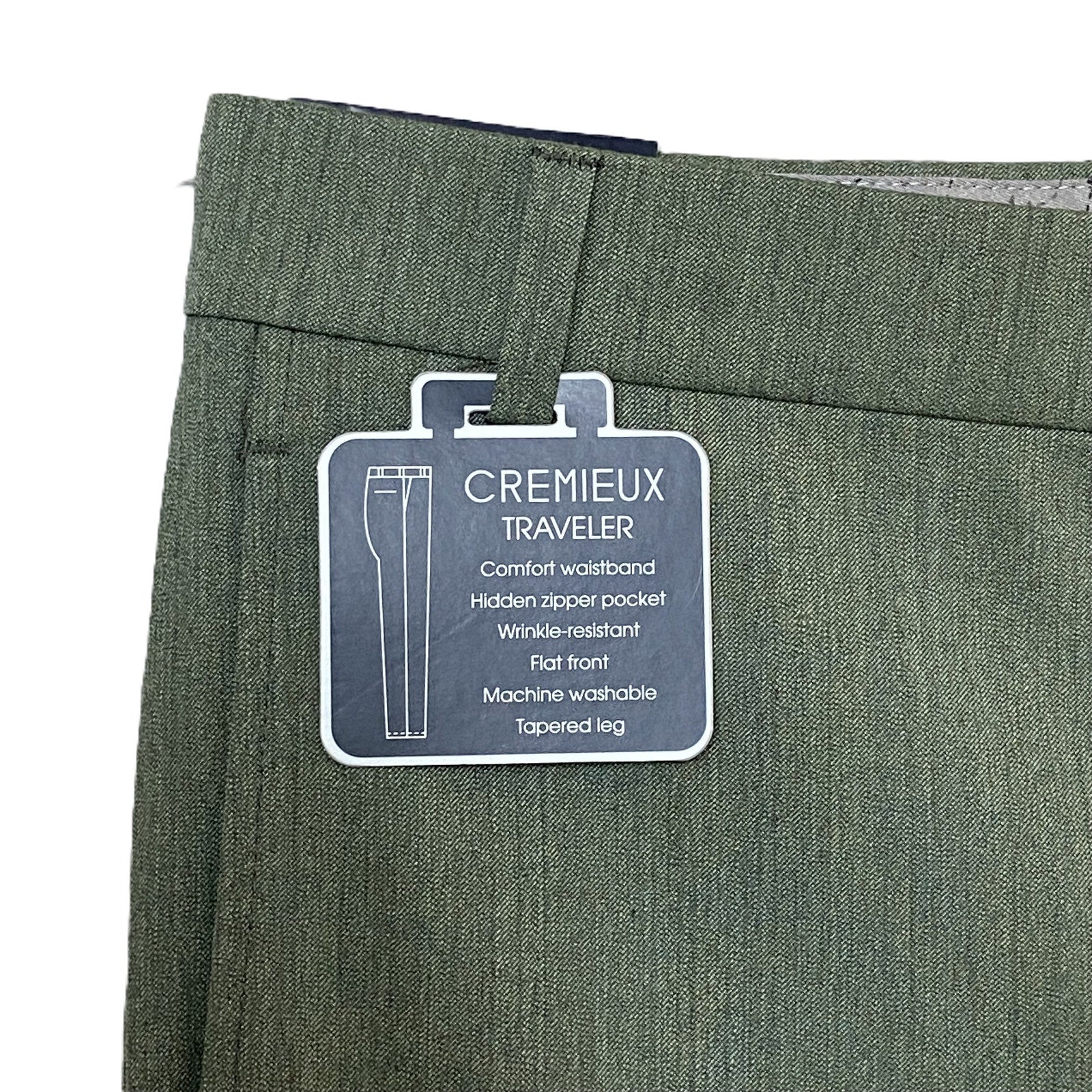 Daniel Cremieux Dress Pant Men's 44R Traveler Raw Hem Comfort Waist Green