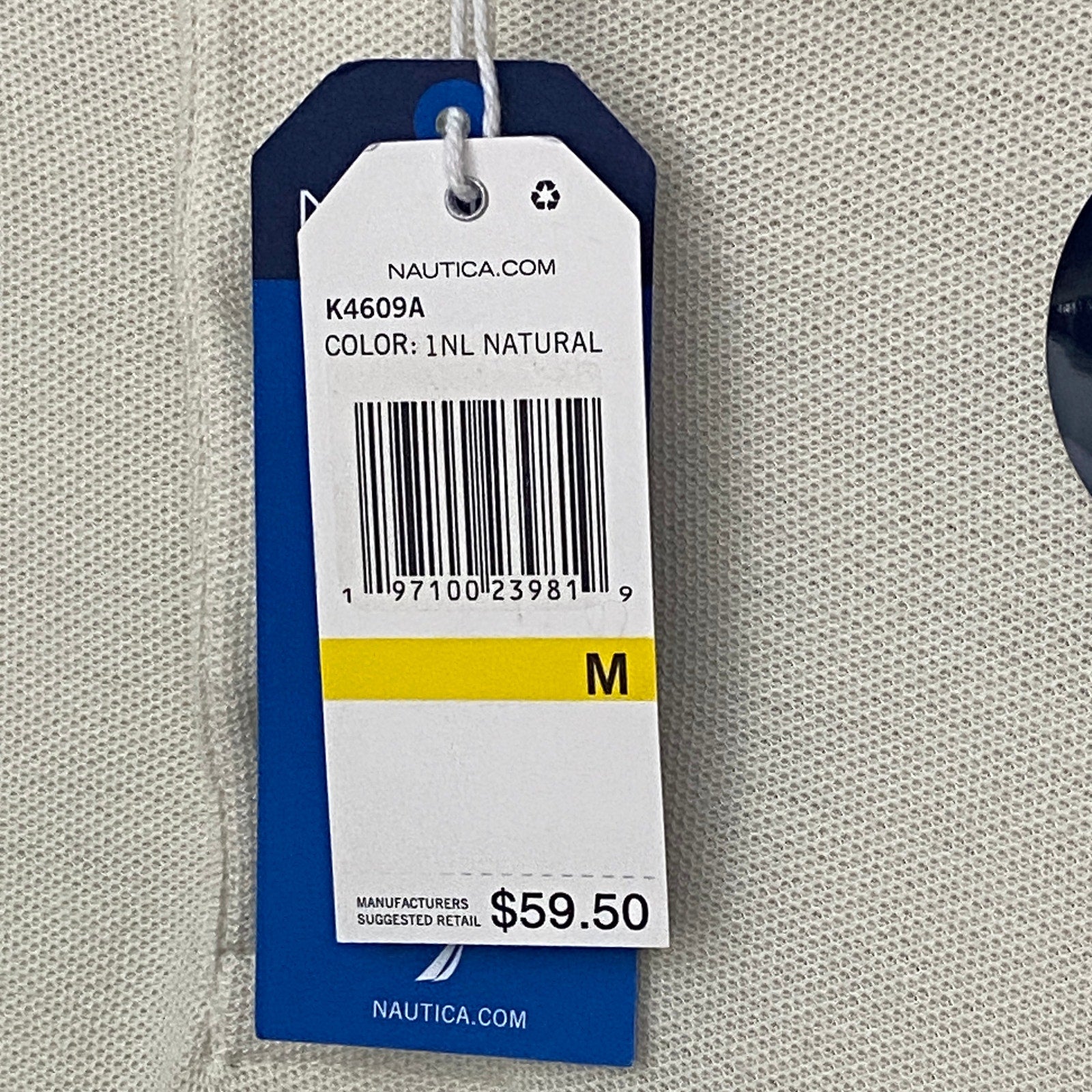 Nautica Polo Shirt Men's Medium Cotton Short Sleeve Cream