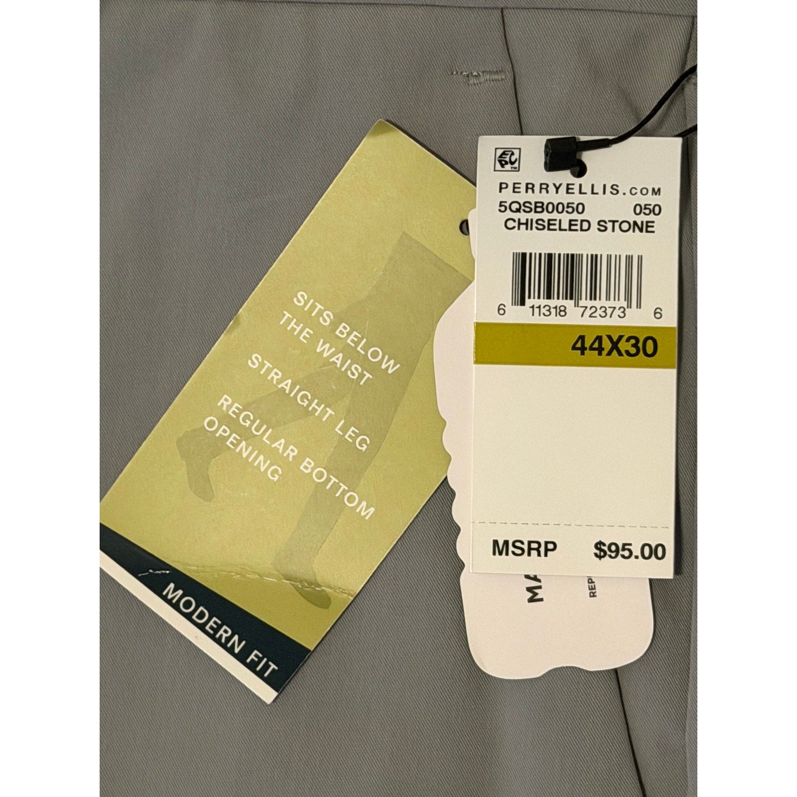 Perry Ellis Portfolio Pants Men's 44x30 Modern Fit Dress Pant Chiseled Stone
