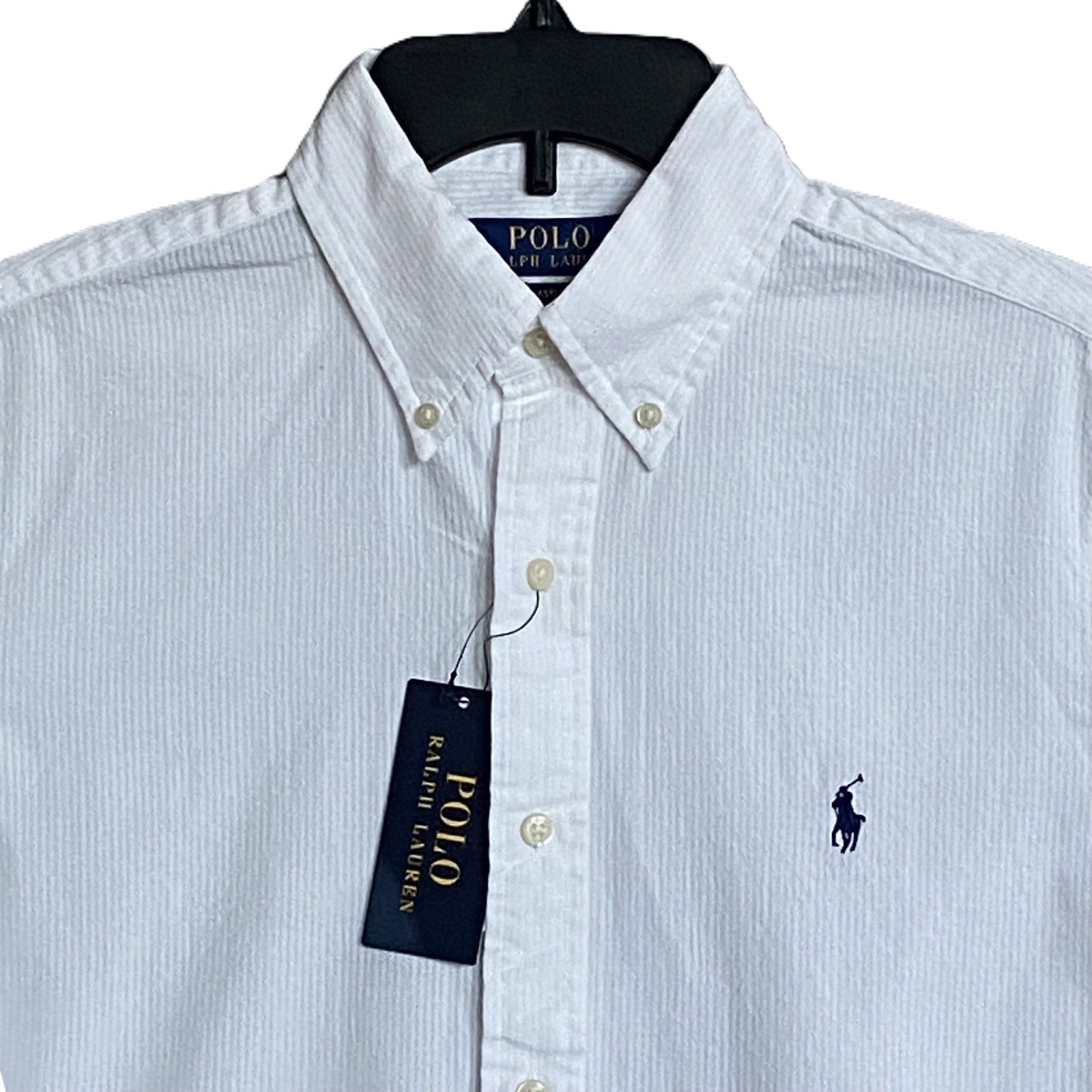 Polo Ralph Lauren Shirt White Seersucker Short Slv Classic Fit Men's Small