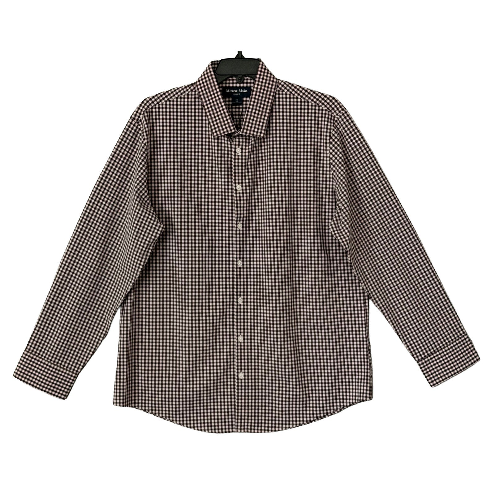 Mizzen+Main Shirt Men's XXL Leeward Trim Fit Long Slv Eggplant Crew Gingham