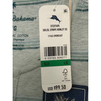 Tommy Bahama Henley Men's Large Short Slv "Soleil Stripe Henley" Overcast