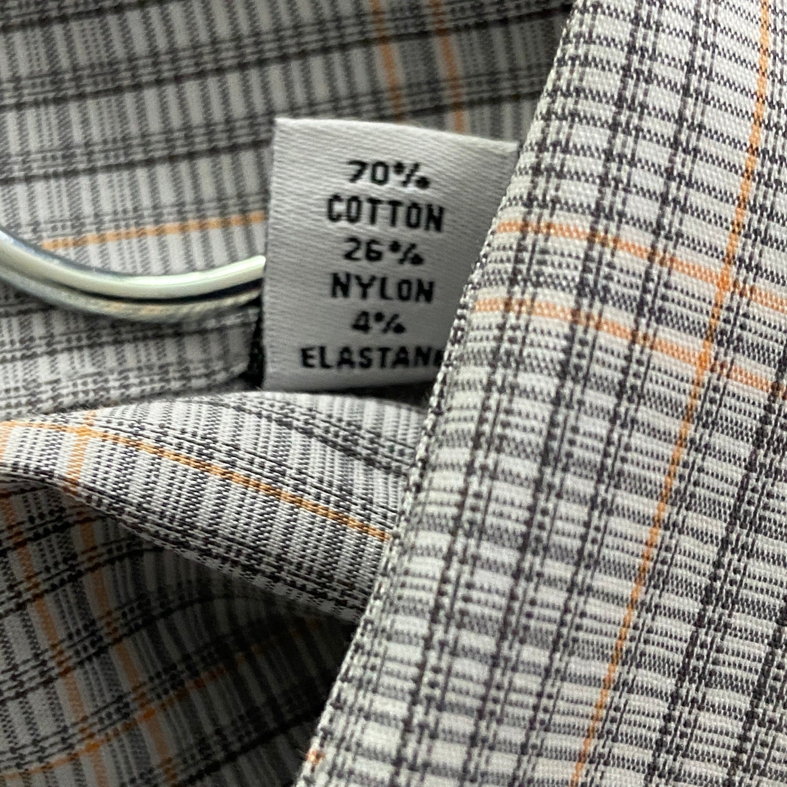 Calvin Klein Dress Shirt Men's Large Extra-Slim Fit Stain Shield Coral Plaid