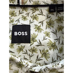 Boss Shirt Men's 4XL Big & Tall Short Slv Stretch Linen Shirt Green Floral