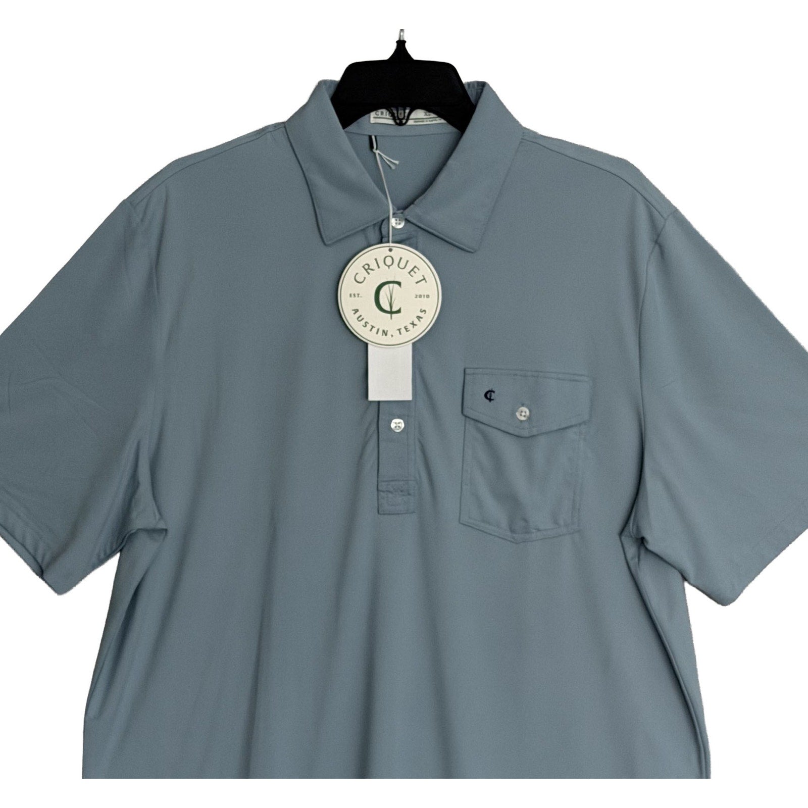 Criquet Men's XL Pocket Polo Shirt Short Sleeve Stretch Blue Bell