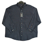Roundtree & Yorke Men's Weekend Oxford Shirt 3XB Big & Tall Dk Blue Gingham NWT