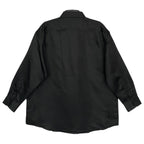 Geoffrey Beene Men's XL 17-17.5 32/33 Satin Stretch Dress Shirt Solid Black