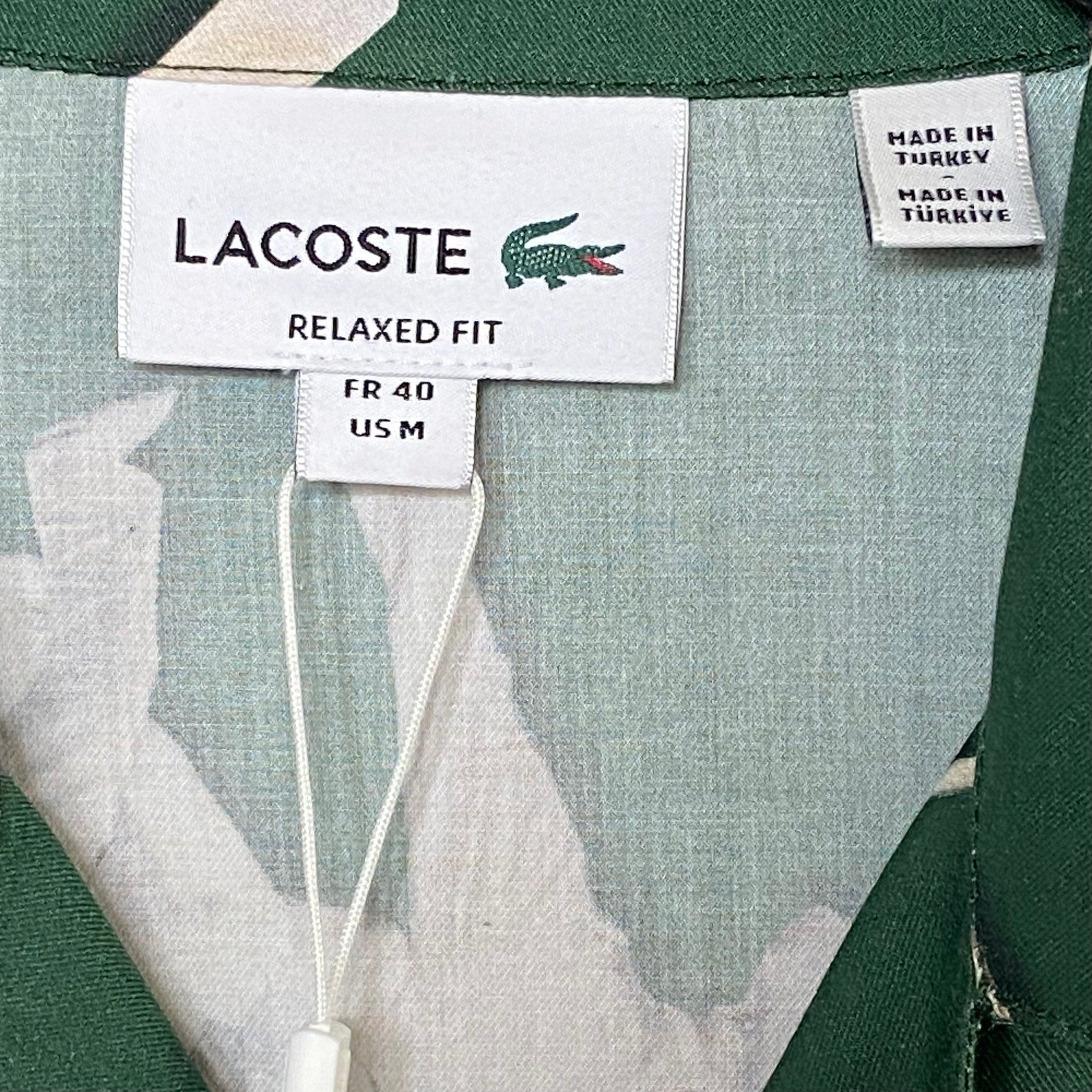 Lacoste Camp Shirt Men's Medium Relaxed Fit Short Sleeve Rene Lacoste Print NEW