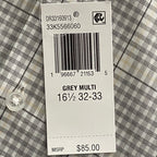 Calvin Klein Dress Shirt Men's Large Steel+ Regular Fit Stretch Grey Plaid
