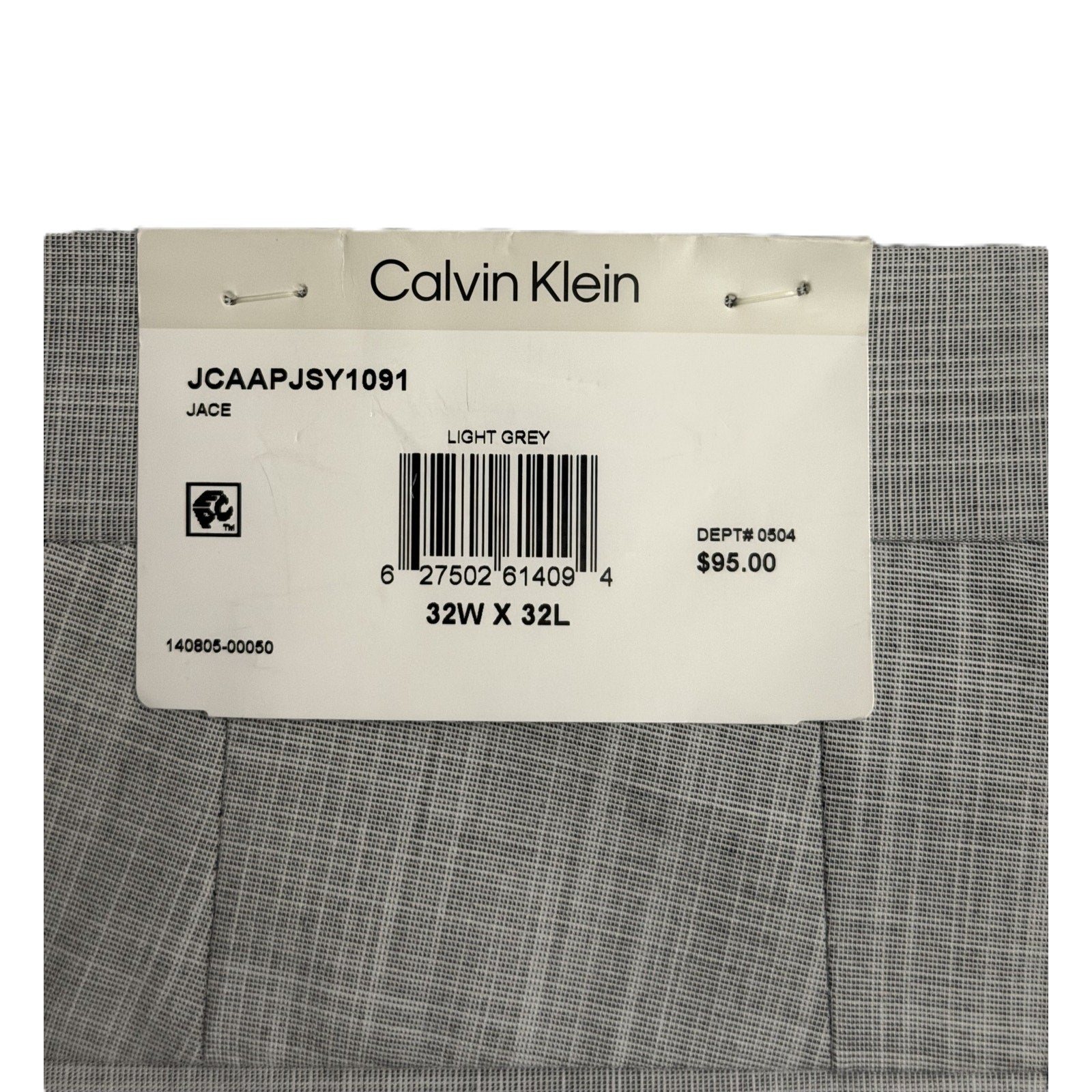 Calvin Klein Dress Pant Men's 32"x32" Slim Fit Flat Front Stretch Light Grey